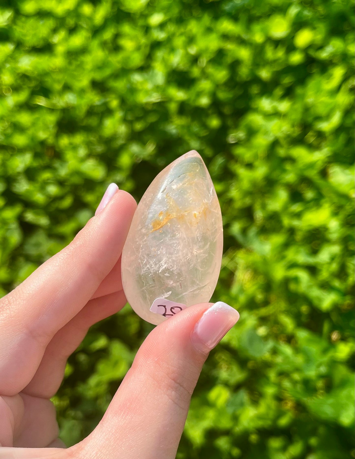 Golden healer rose quartz teardrop carving