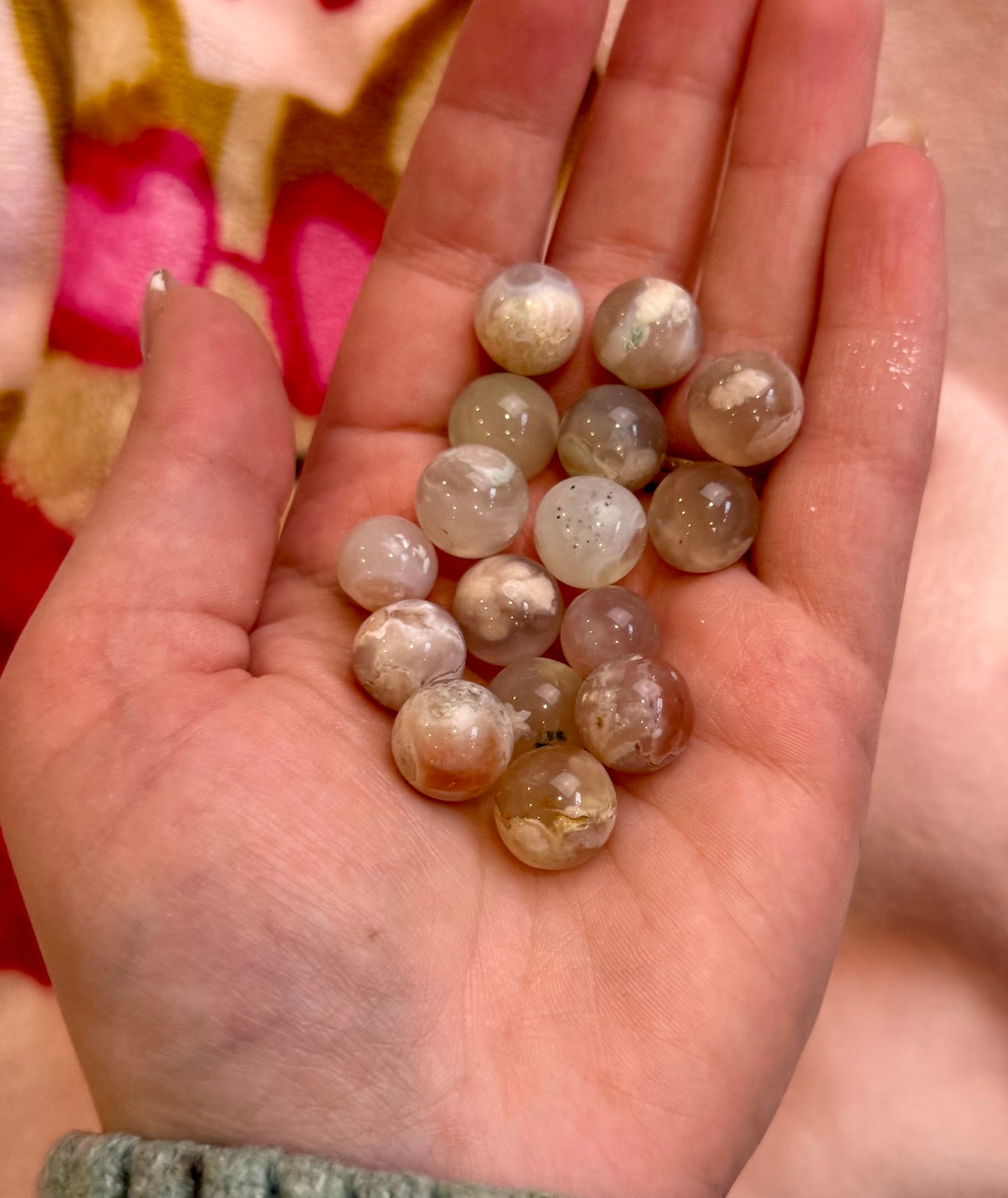 Mini mini flower agate spheres