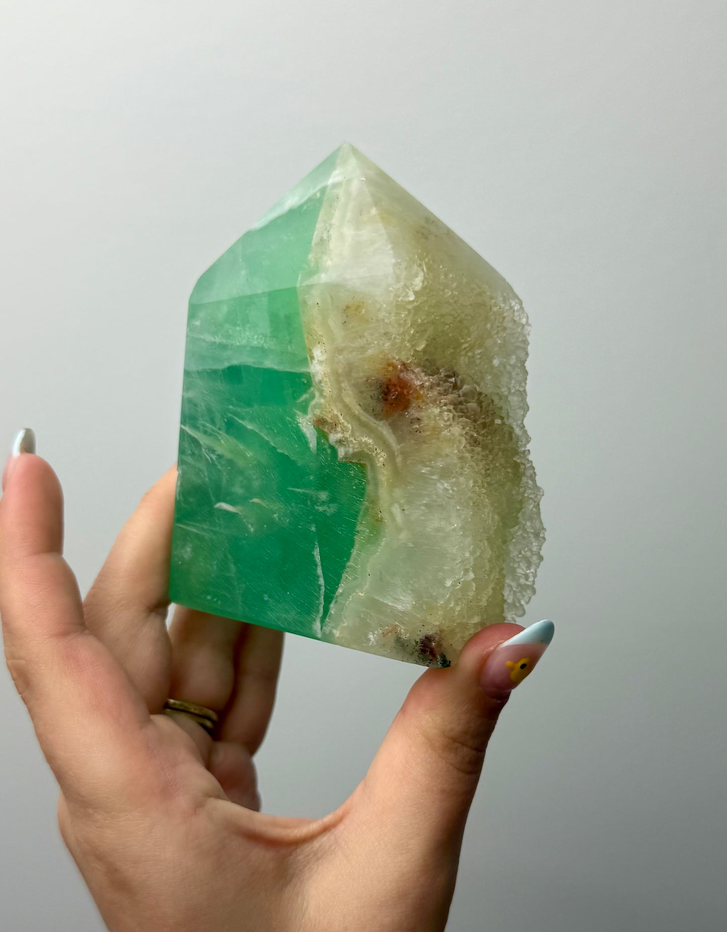 Half raw fluorite tower