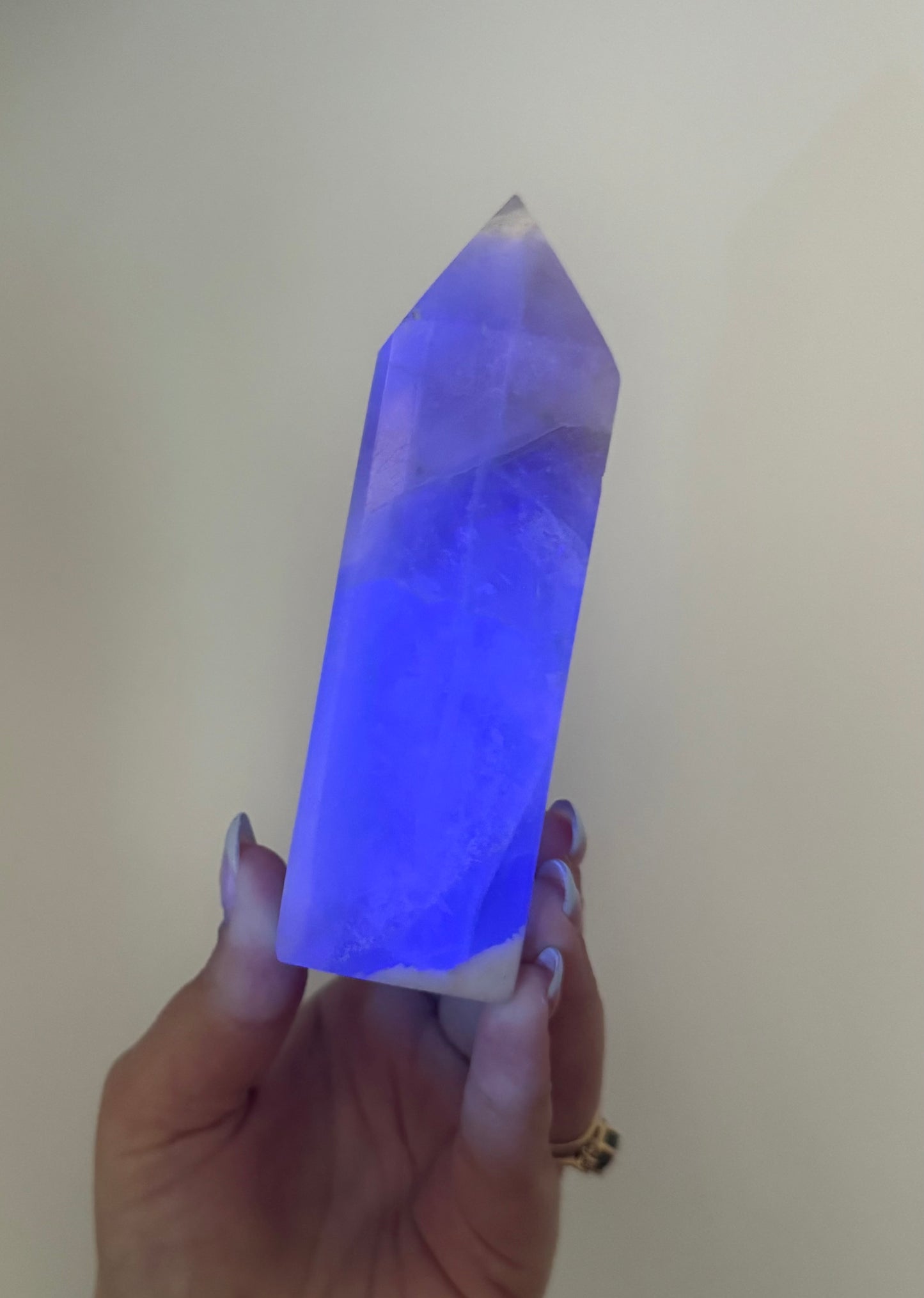 Half raw fluorite tower