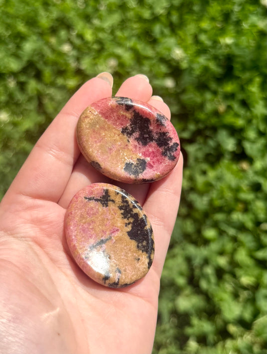 Rhodonite worry stones