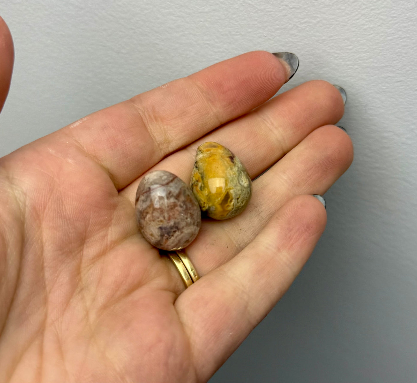 Crazy lace agate mini eggs