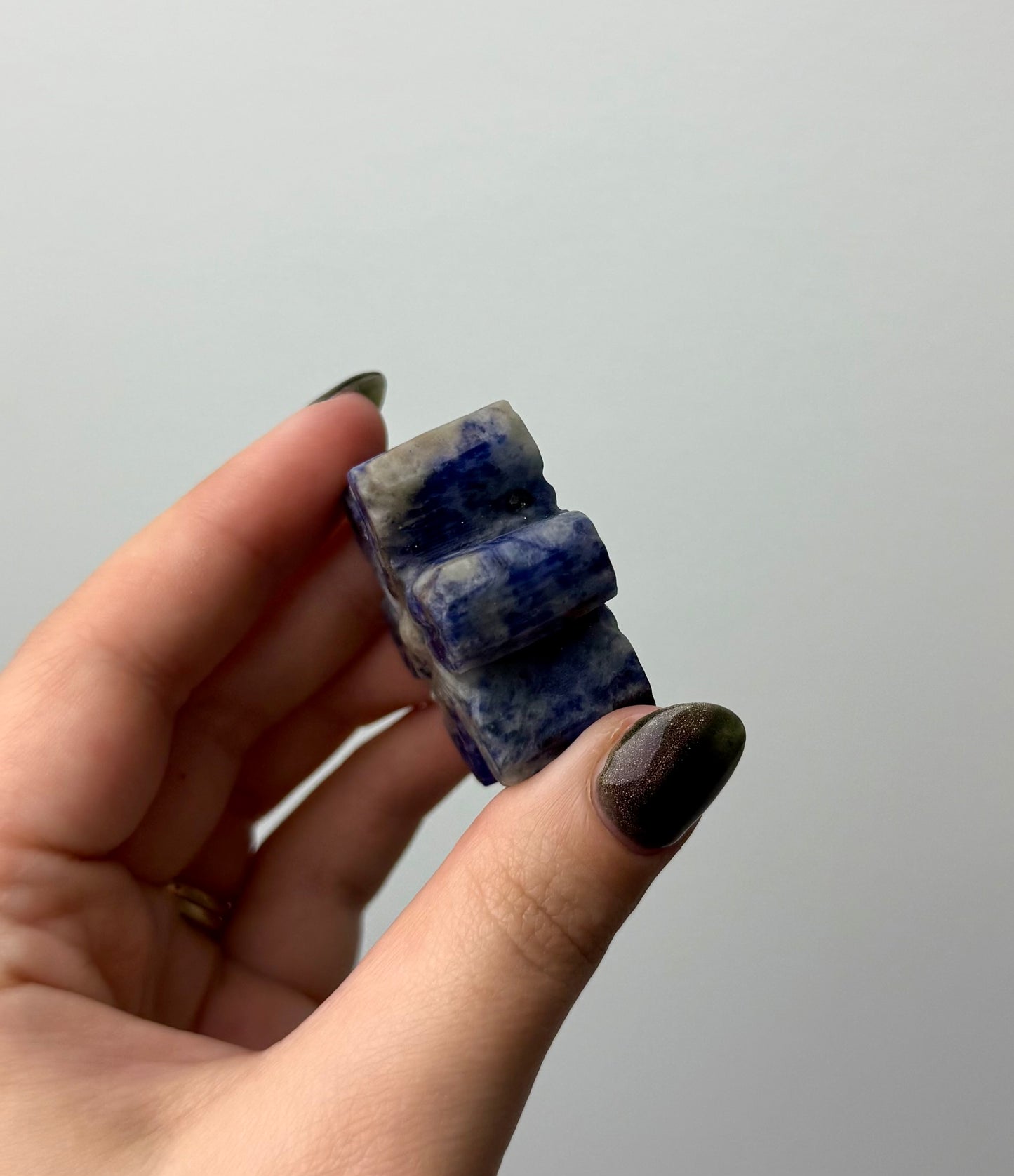 Sodalite snowflake carving