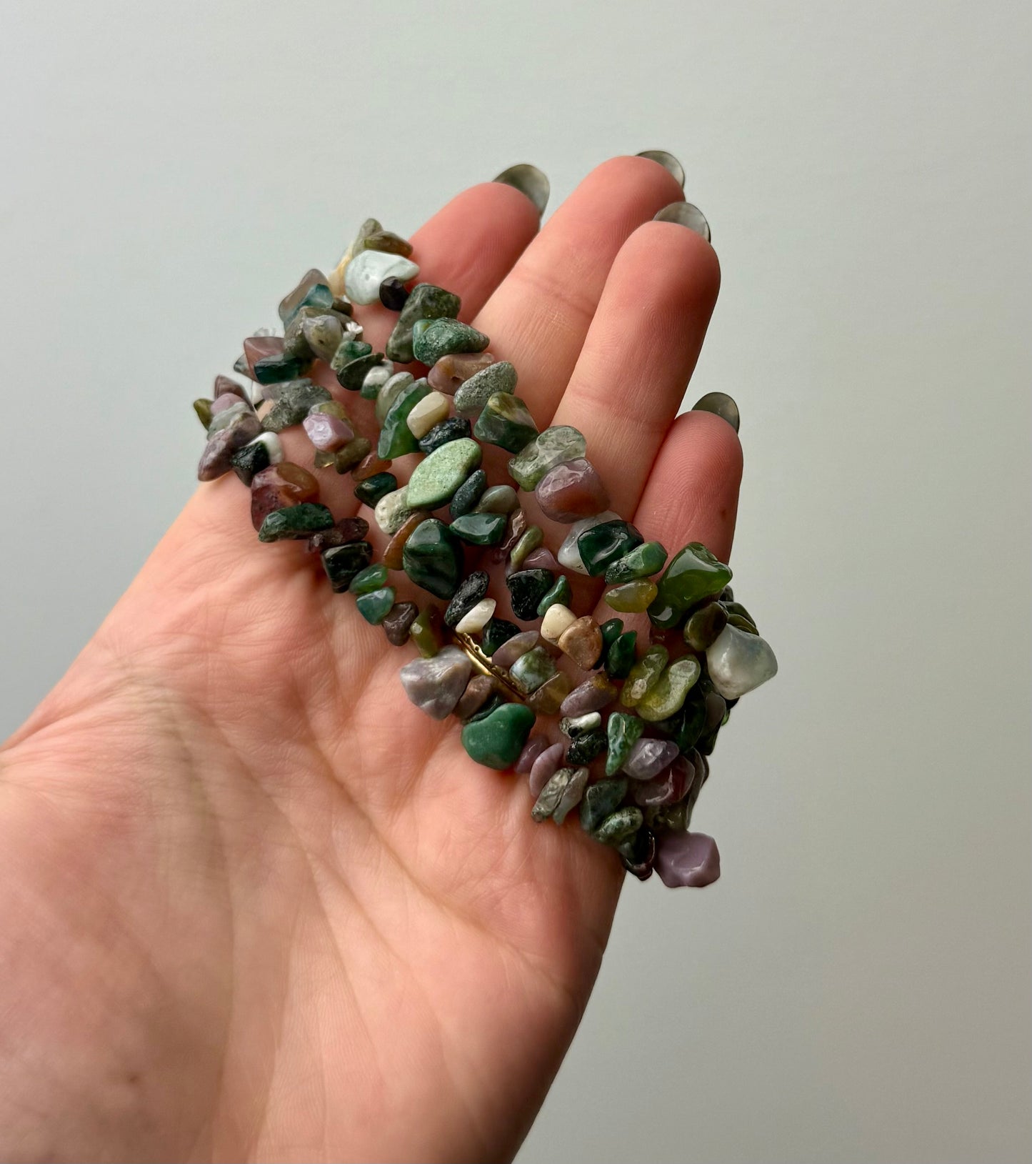 Ocean jasper moss agate chip bracelets