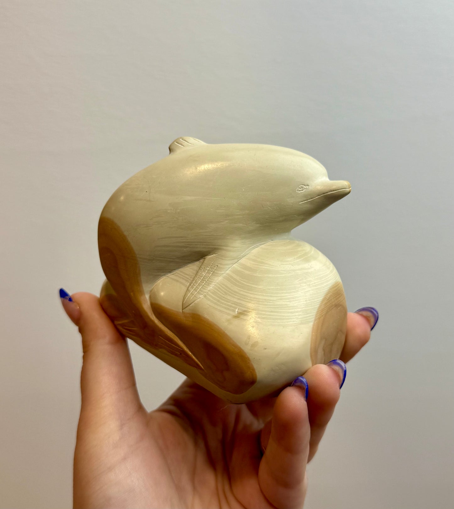 Sandstone dolphin carving thrifted find