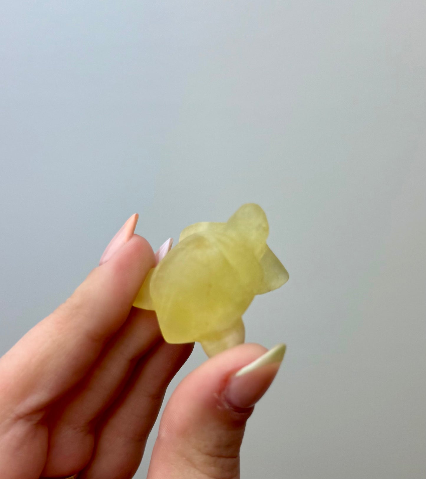 Yellow calcite turtle carving