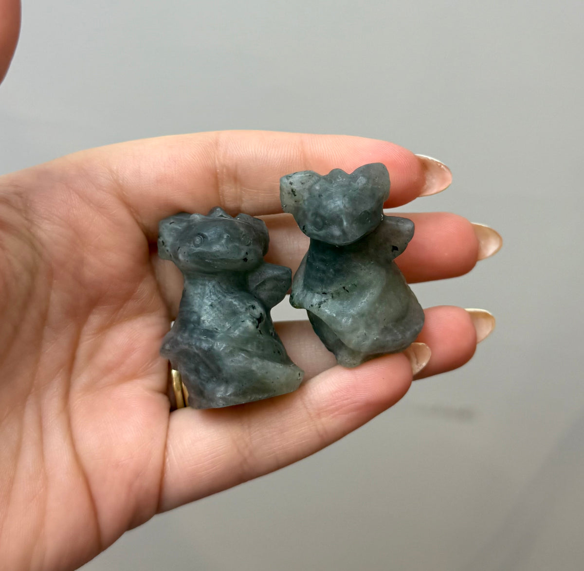 Labradorite dragon carvings