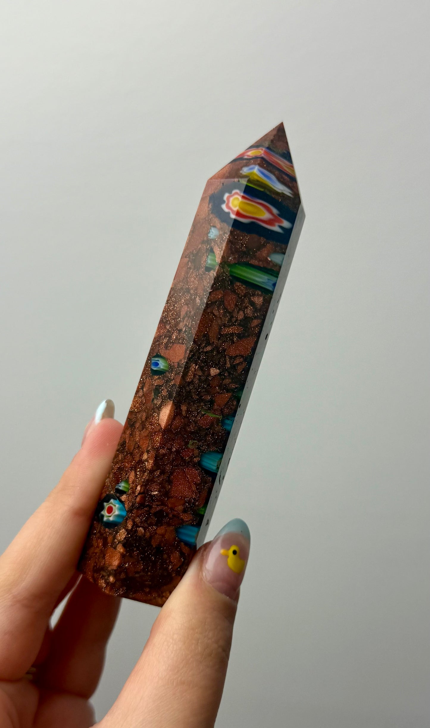 Glass goldstone mix man made tower