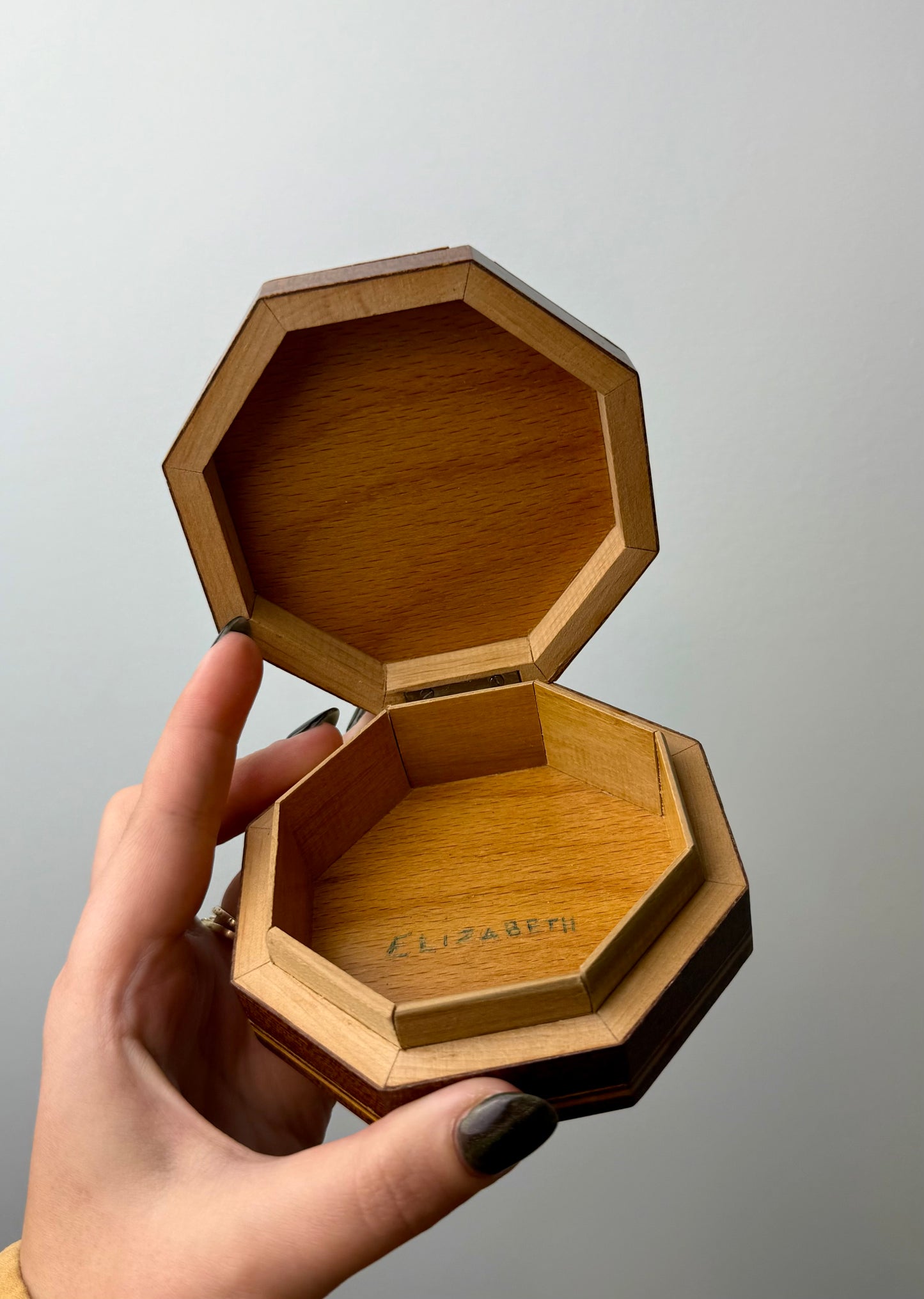 Imperfect wooden trinket box thrifted find