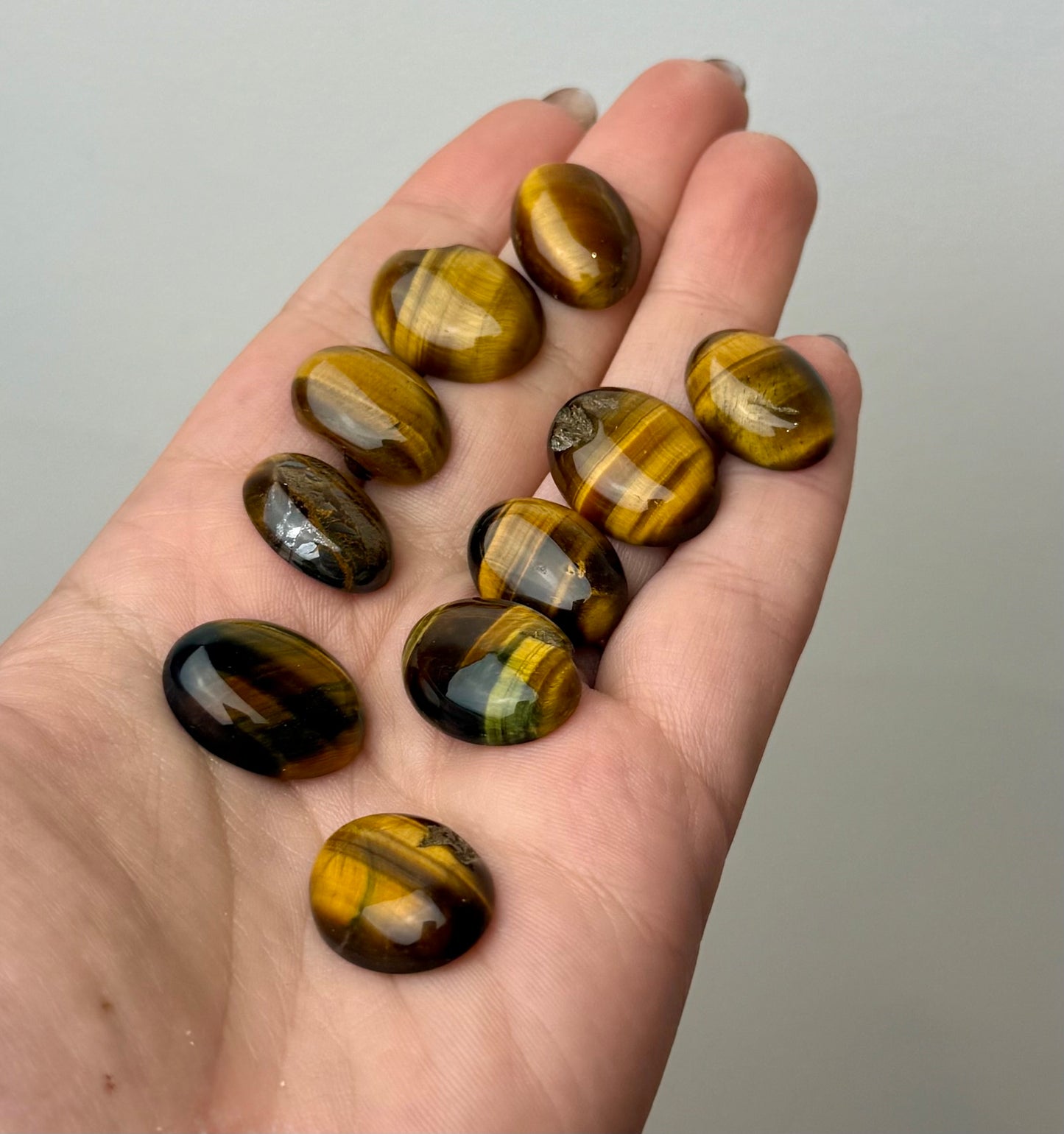 Tigers eye cabochon carvings