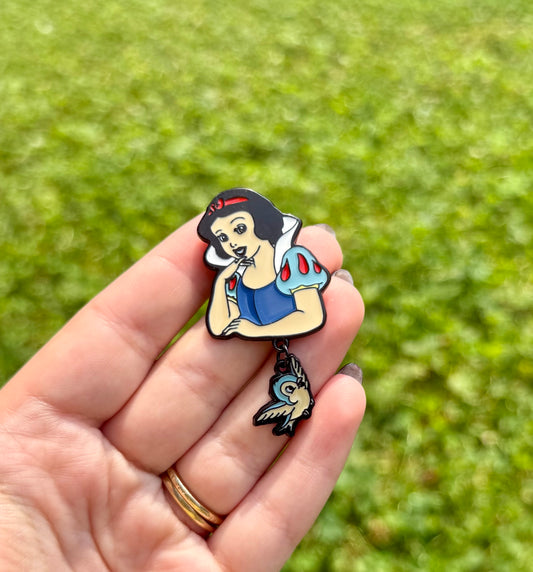Snow white enamel pin