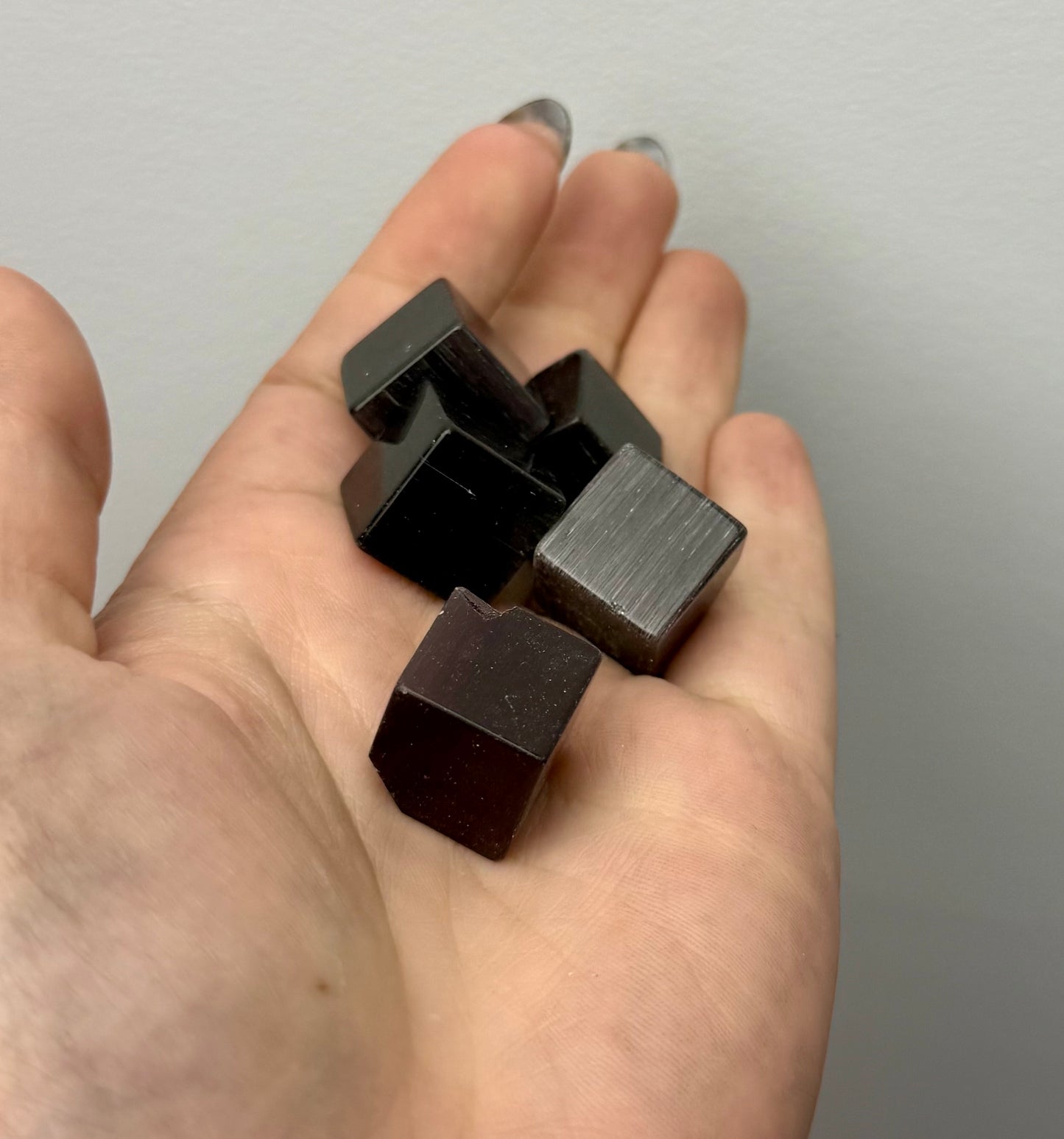 Man made glass black cats eye cubes