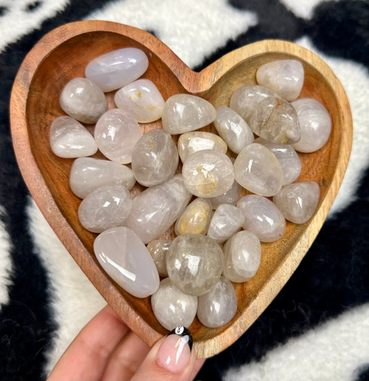 Blue rose quartz tumbles