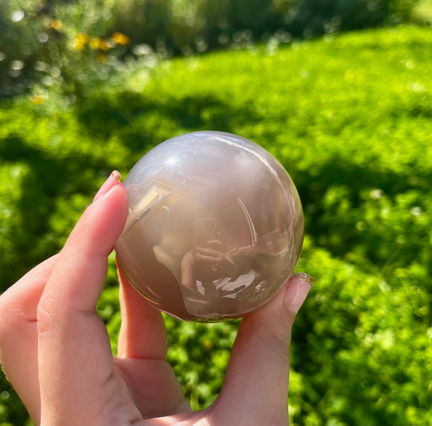 Flower agate sphere