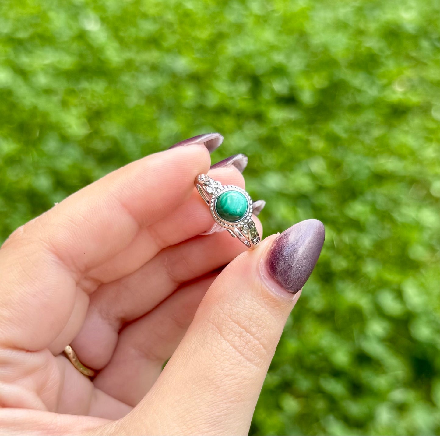 Malachite adjustable ring