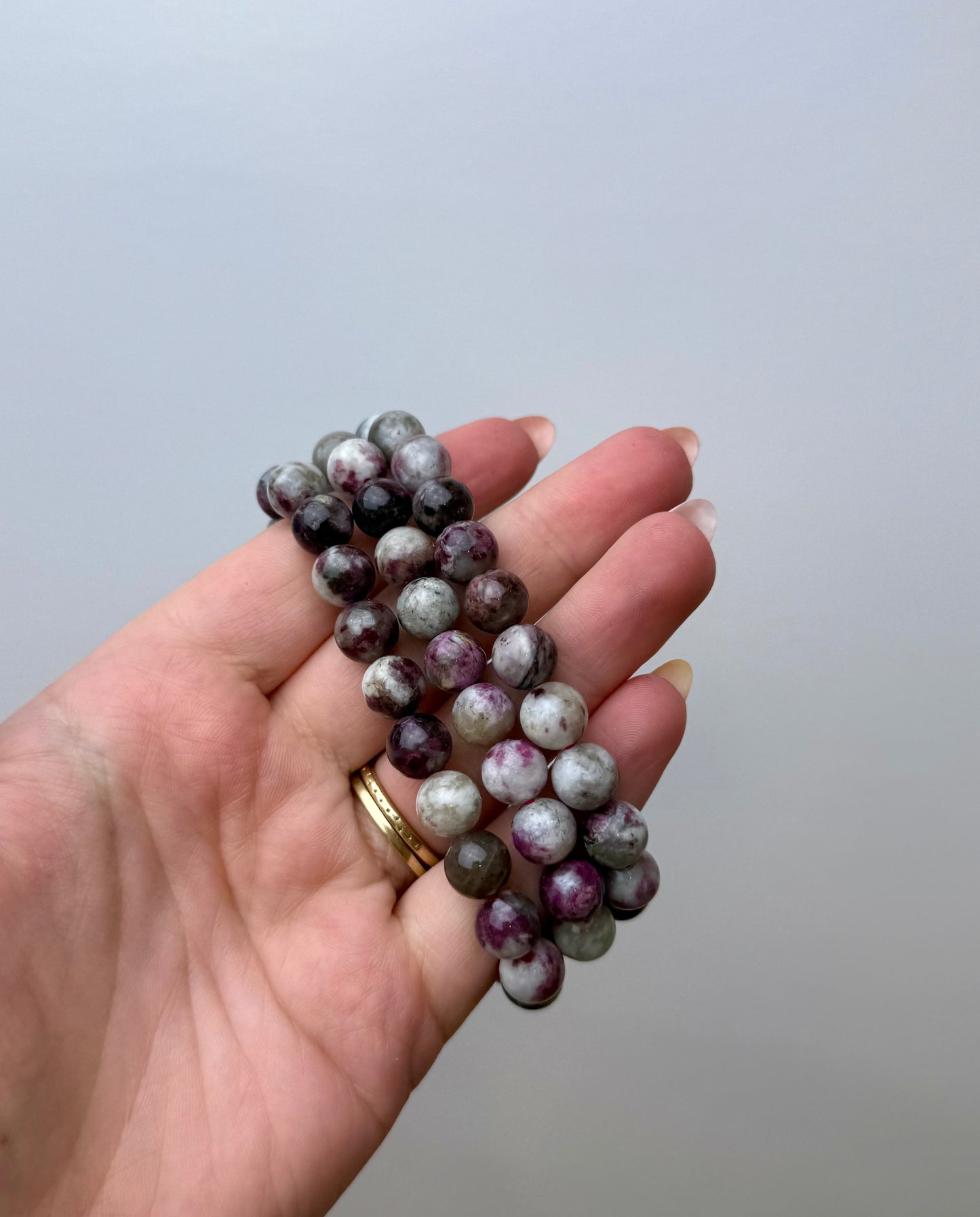 Plum/pink tourmaline bracelets