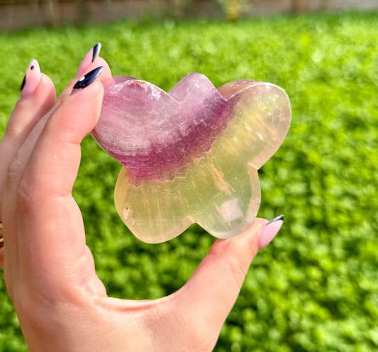 Fluorite butterfly carving
