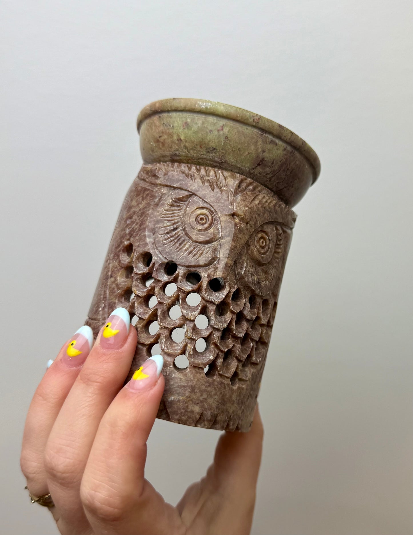 Stone owl wax melter thrifted find