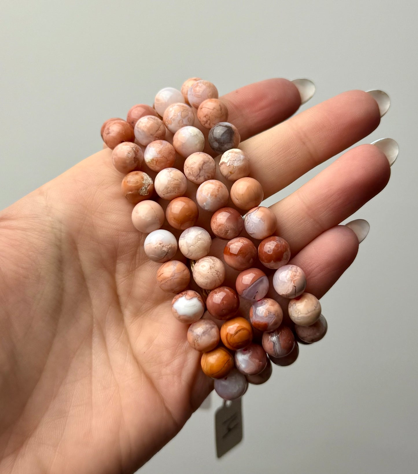 Pink chalcedony “pink cotton candy agate” bracelets