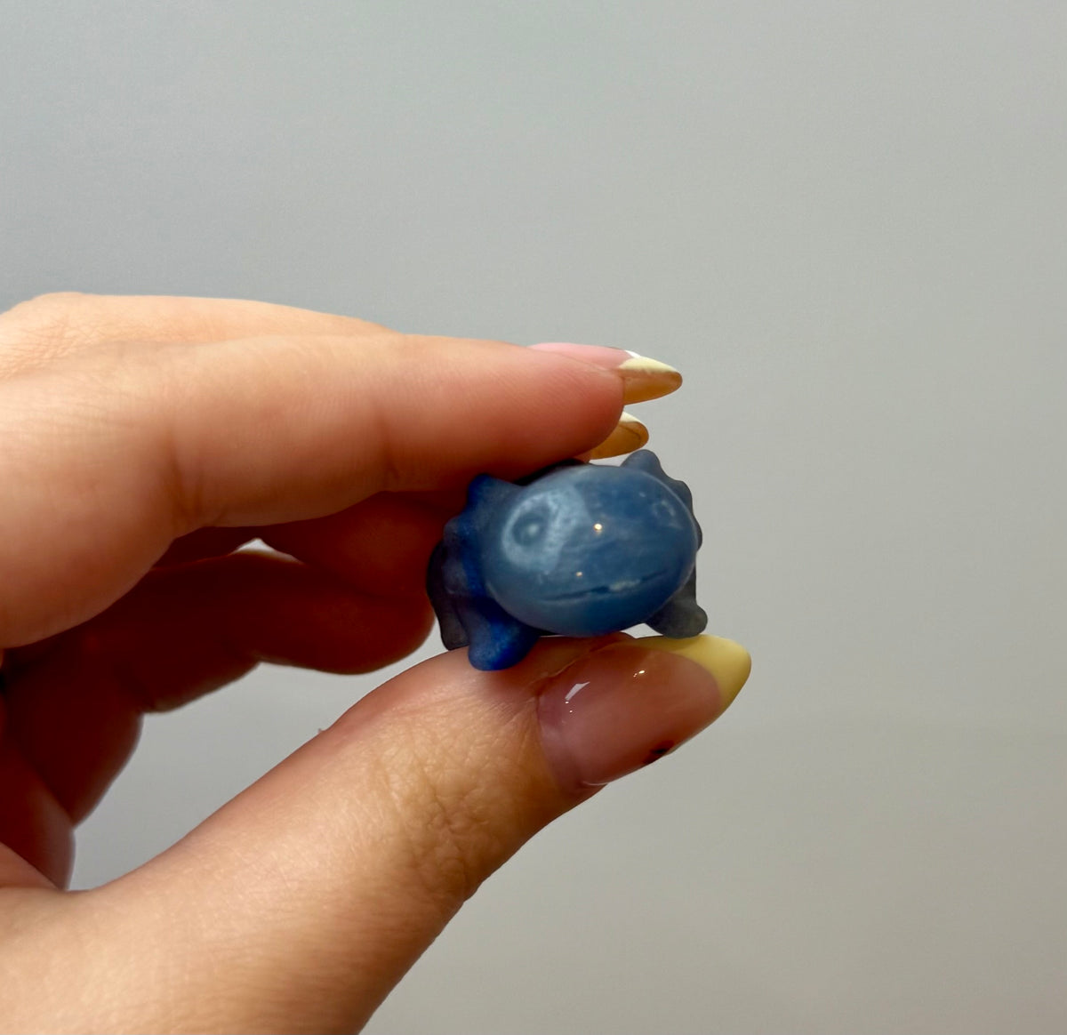 Blue aventurine axolotl carving ￼