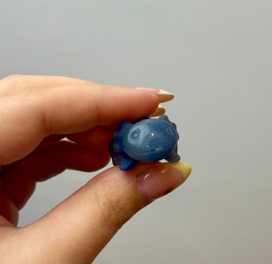 Blue aventurine axolotl carving ￼