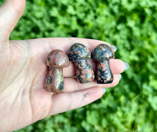 Brecciated jasper mushroom carvings