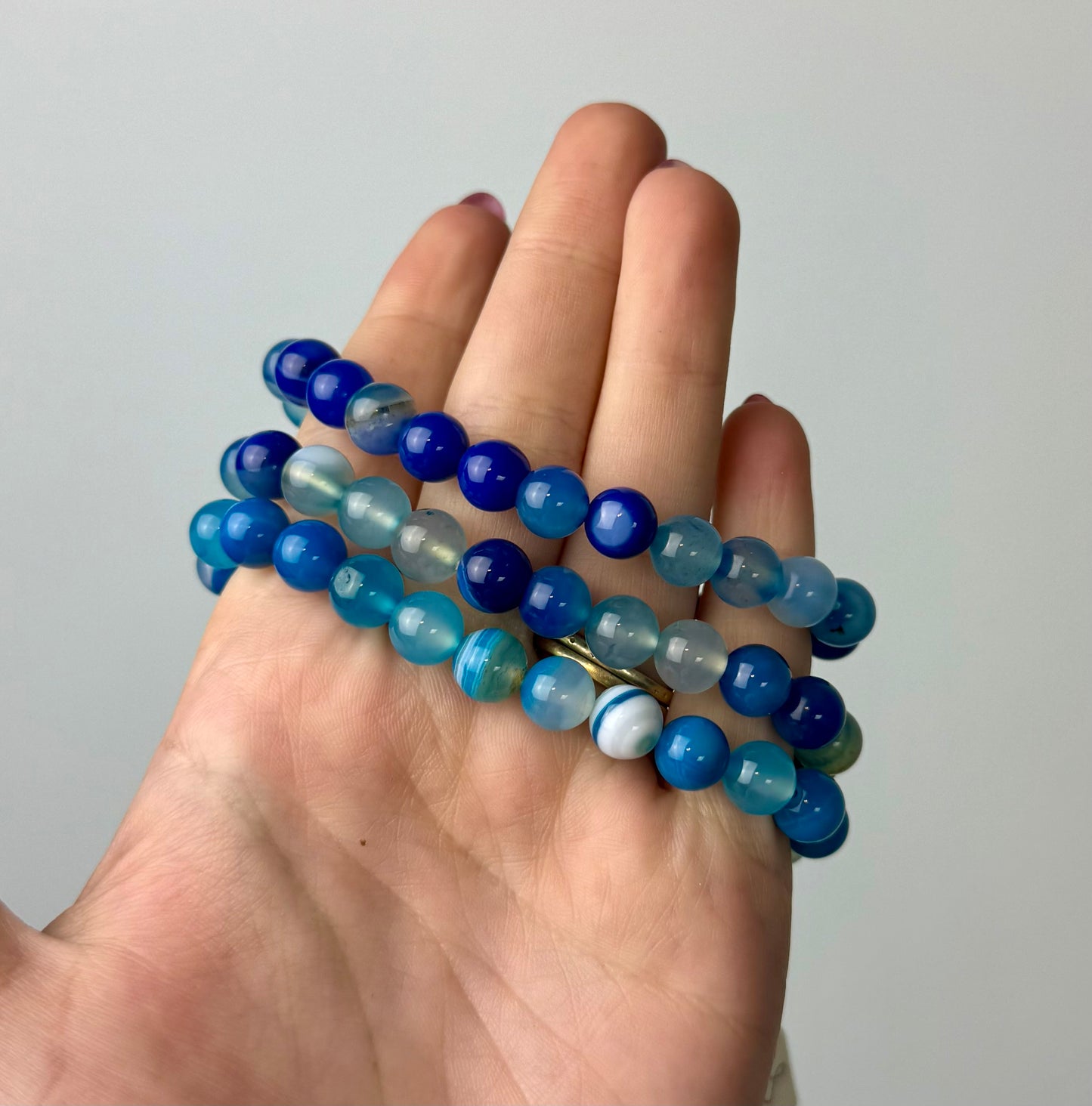 Dyed blue agate bracelets