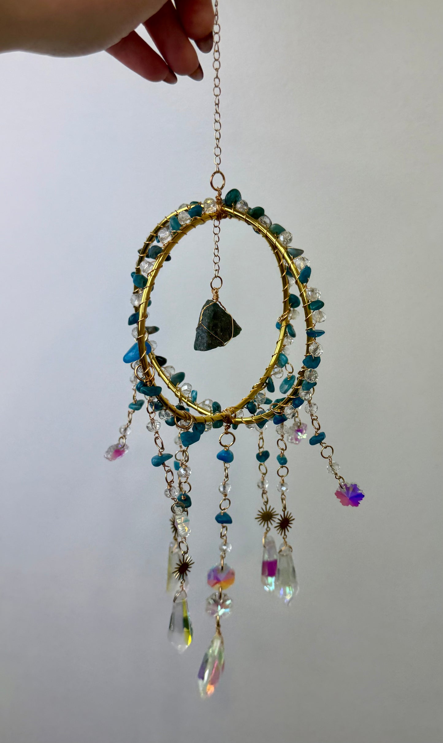 Blue apatite suncatcher