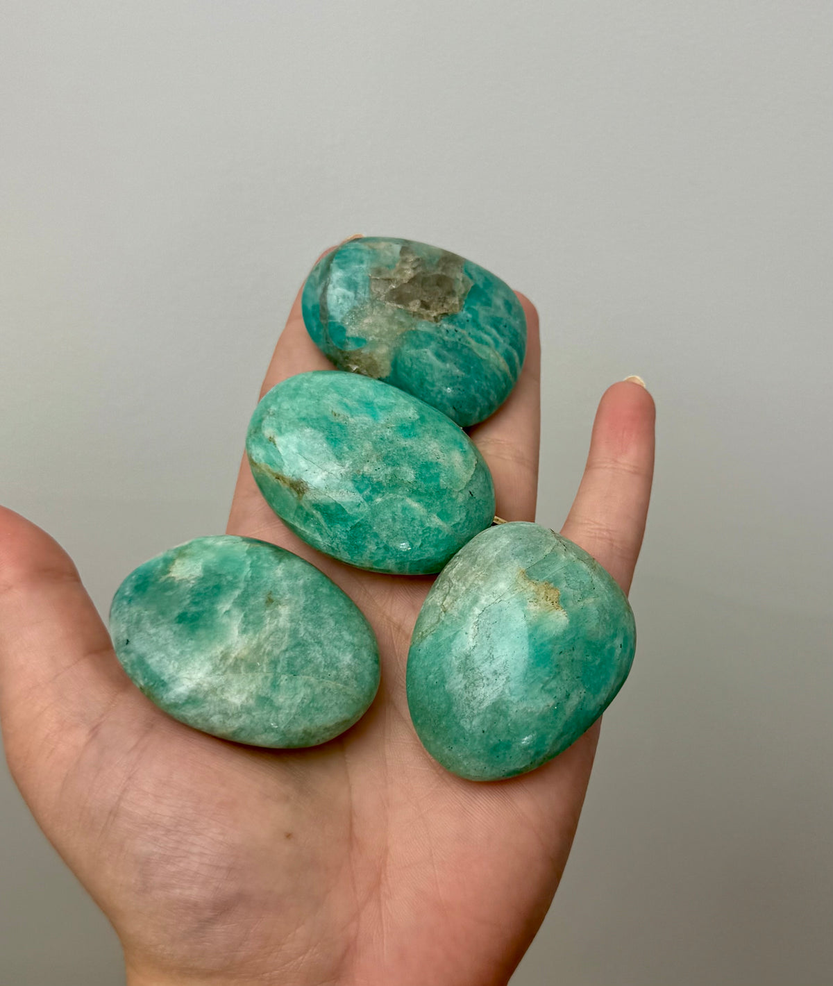 Amazonite palm stones