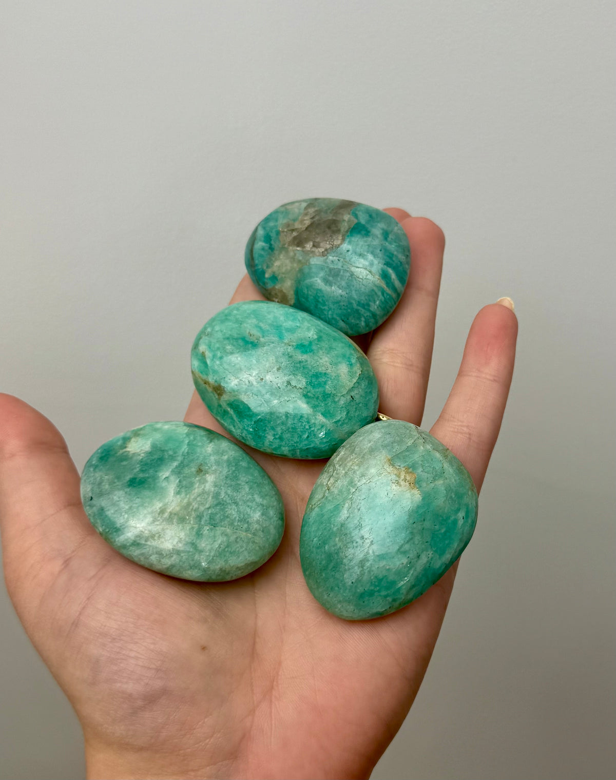 Amazonite palm stones