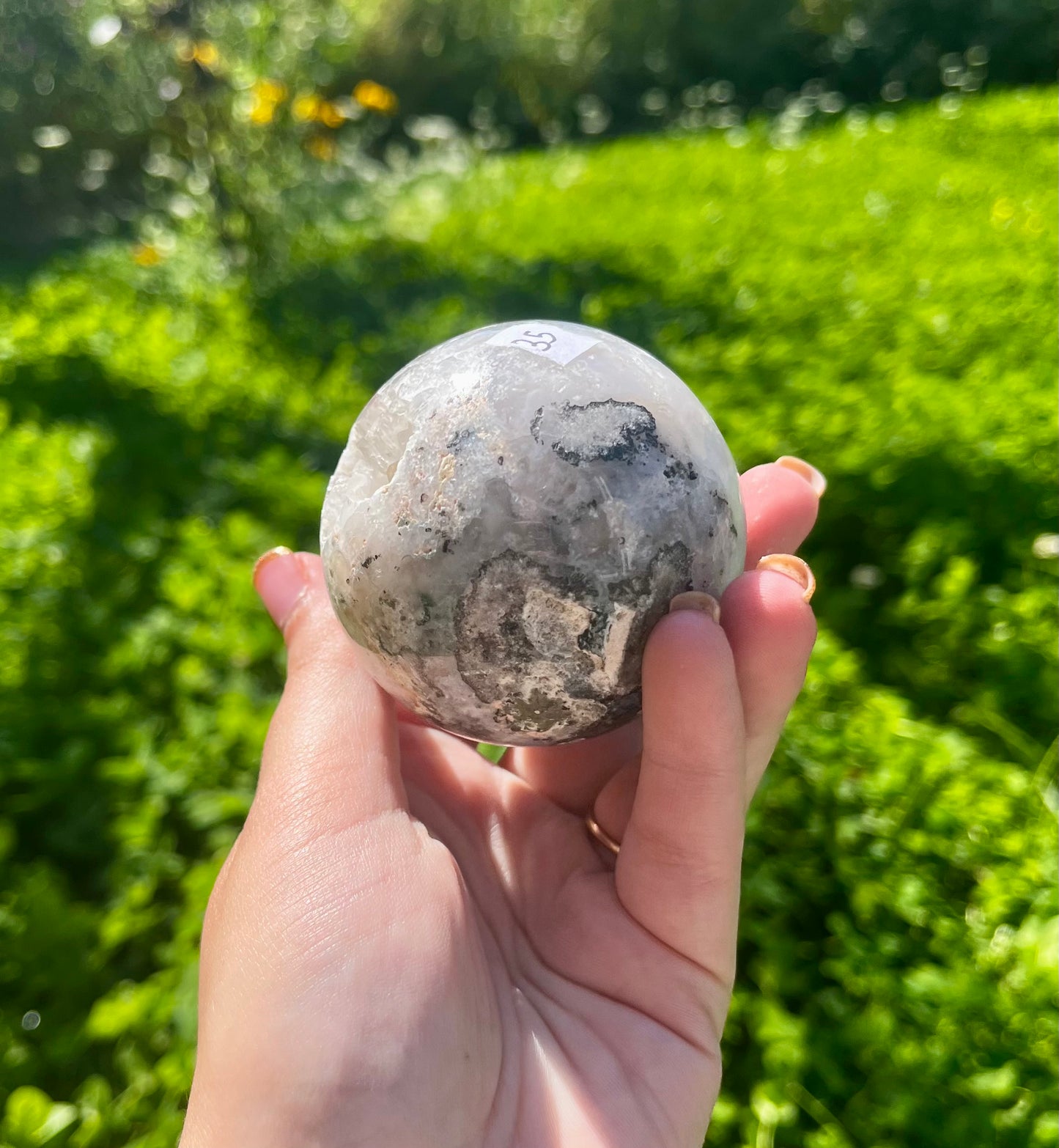 Moss agate sphere