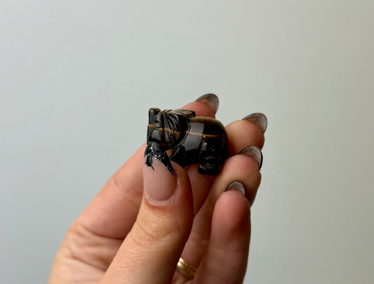Tigers eye elephant carving