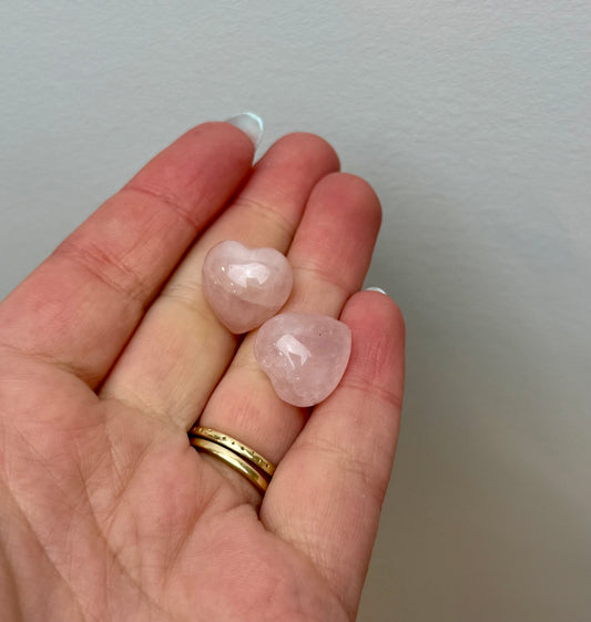 Rose quartz mini heart carvings