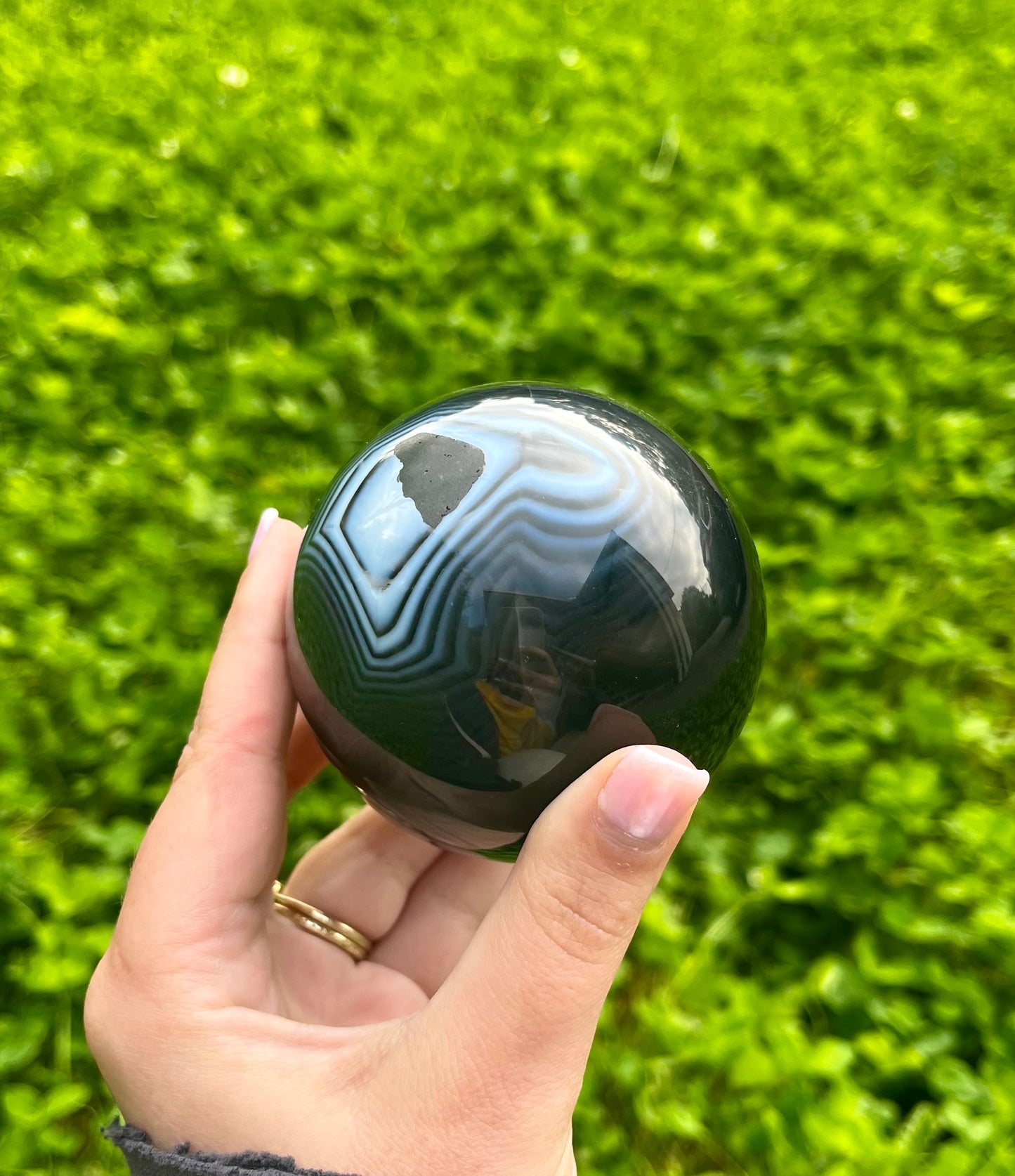 Black agate sphere