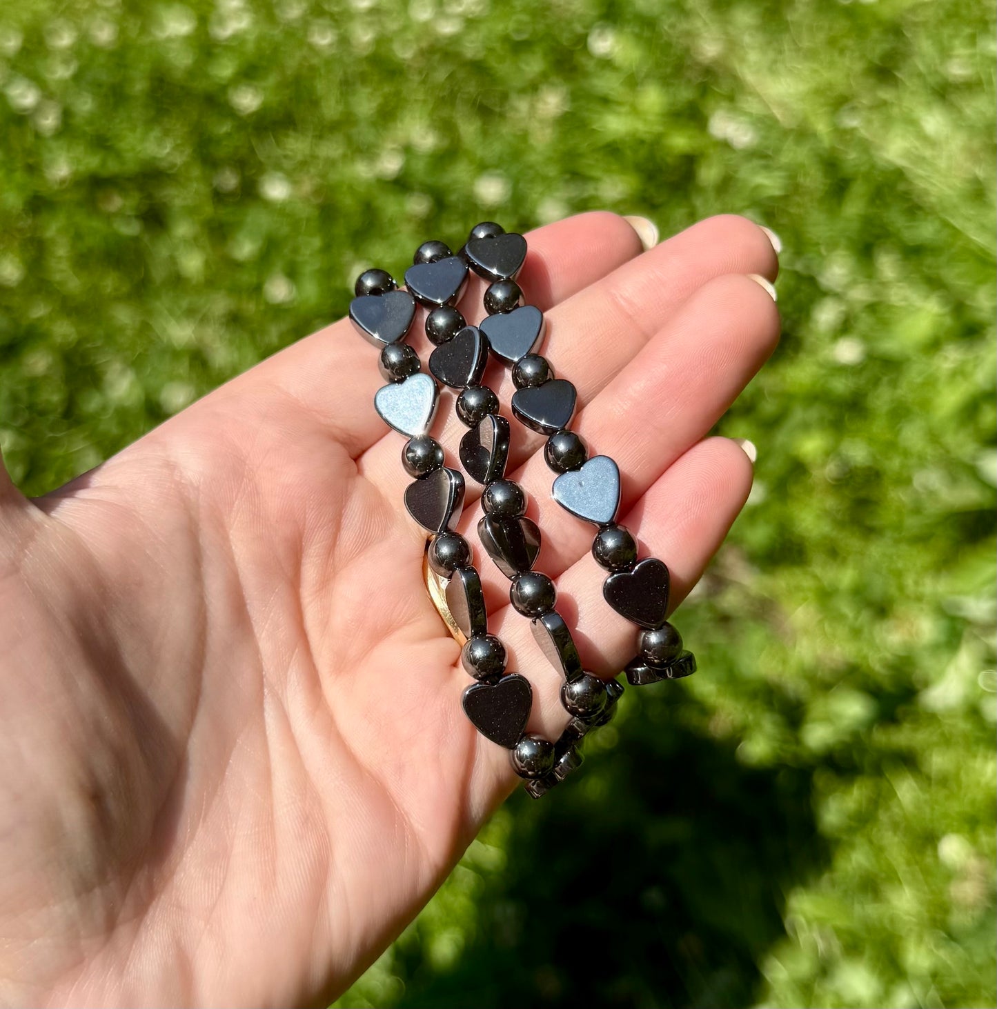 Heart hematite bracelets