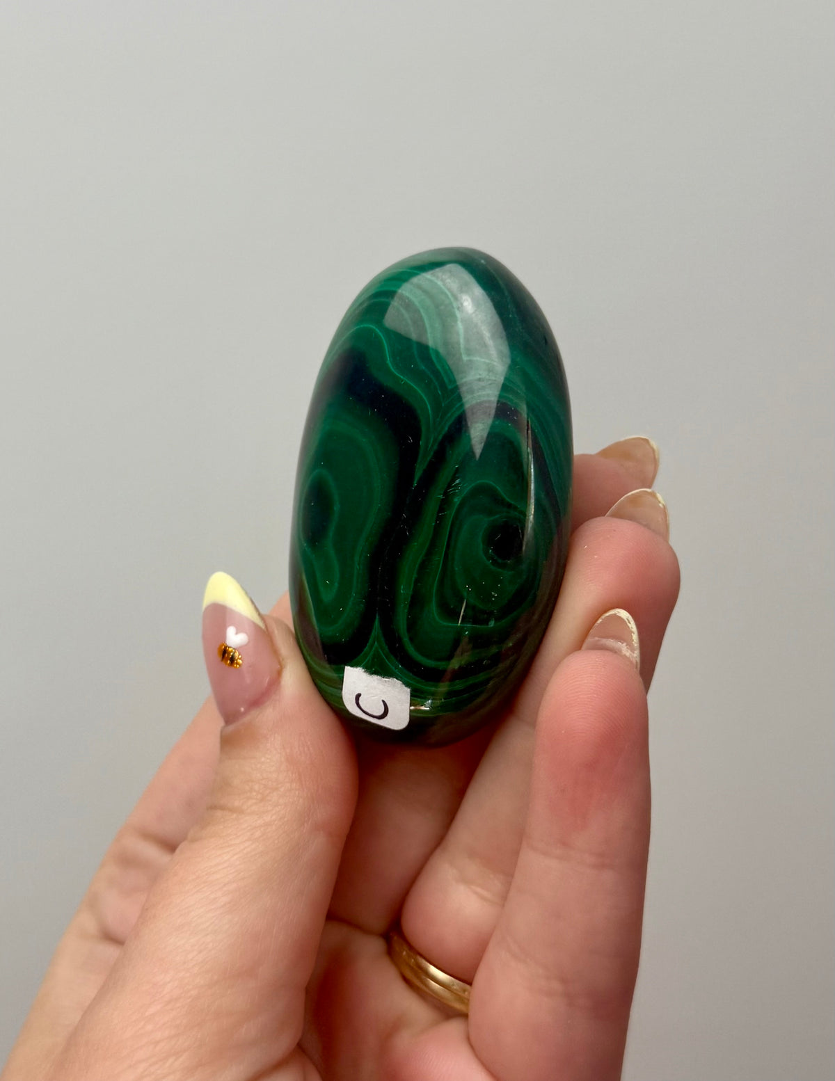 Malachite palm stone C