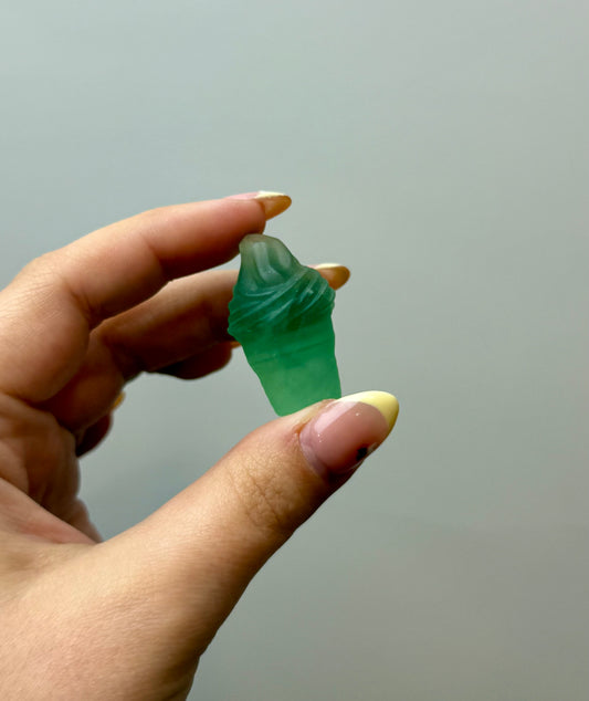 Fluorite ice cream cone carving