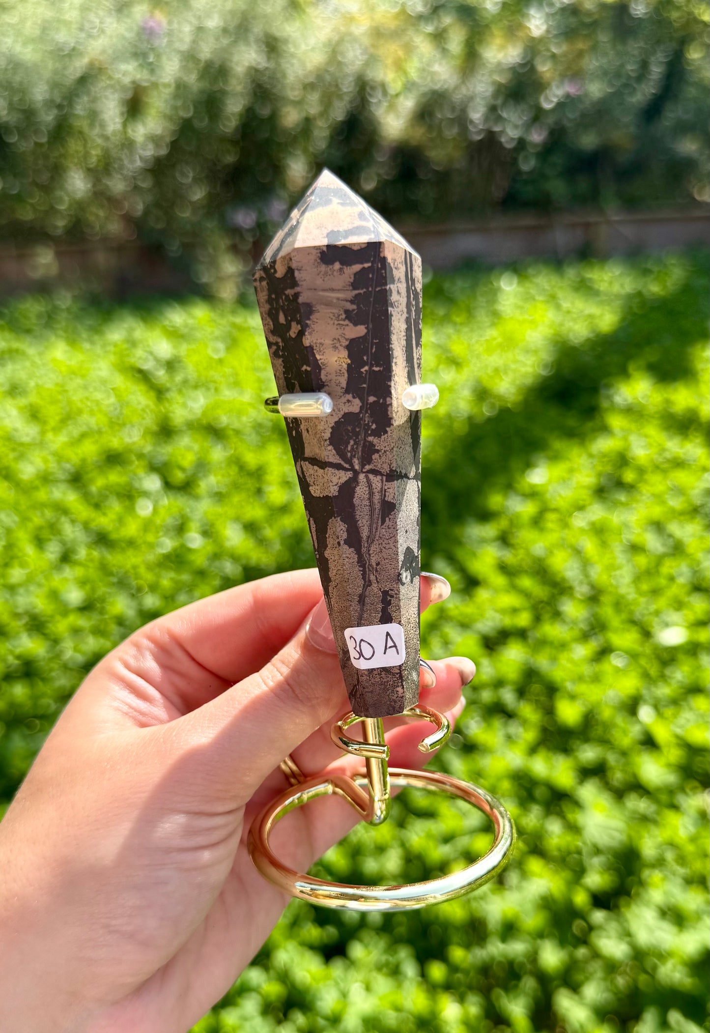 Picture jasper wand on stand