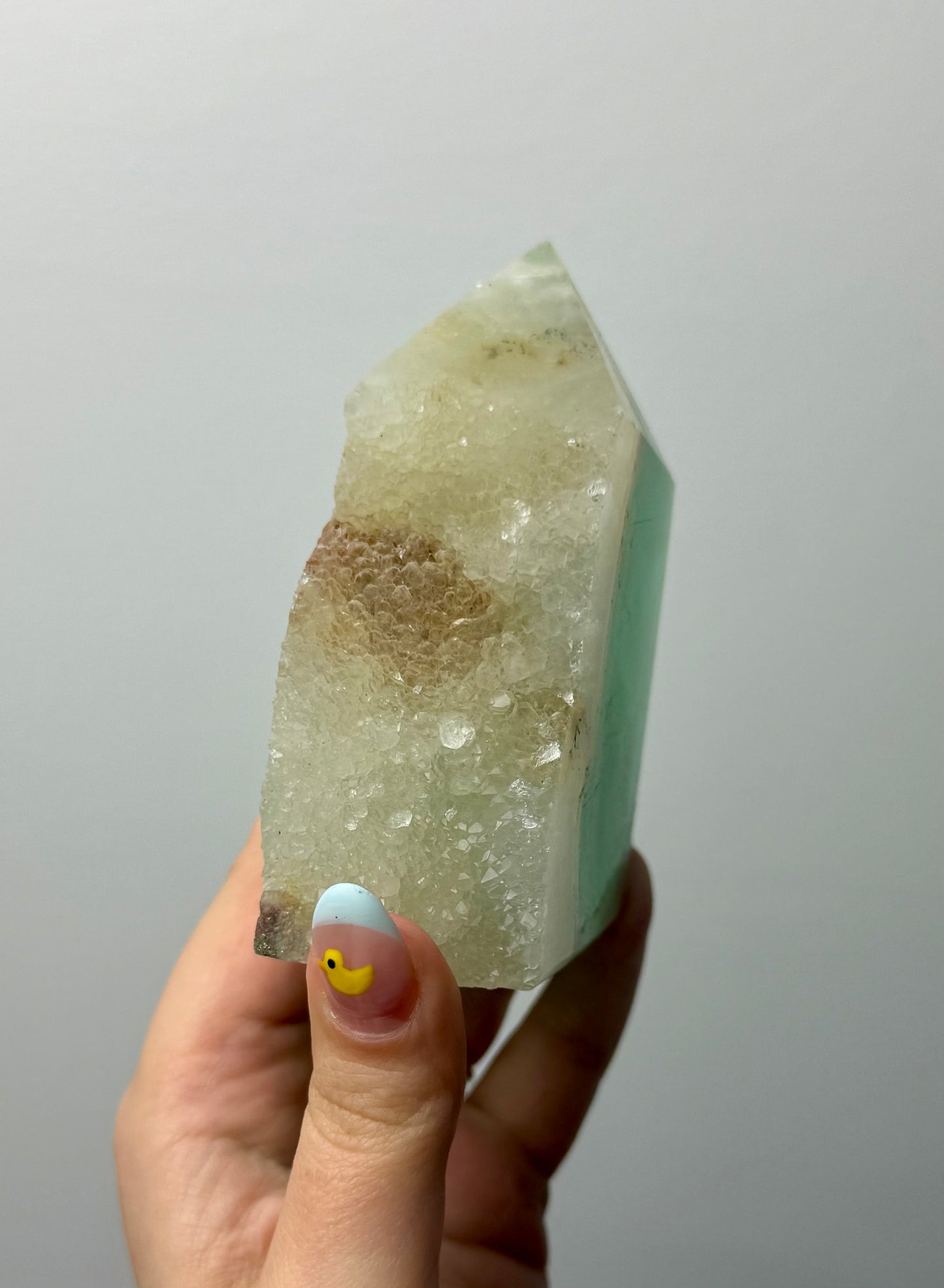 Half raw fluorite tower