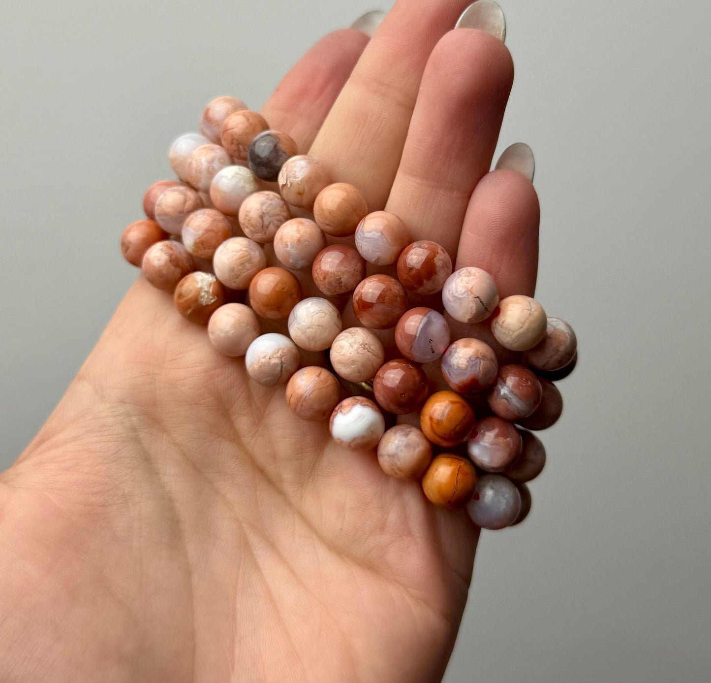 Pink chalcedony “pink cotton candy agate” bracelets