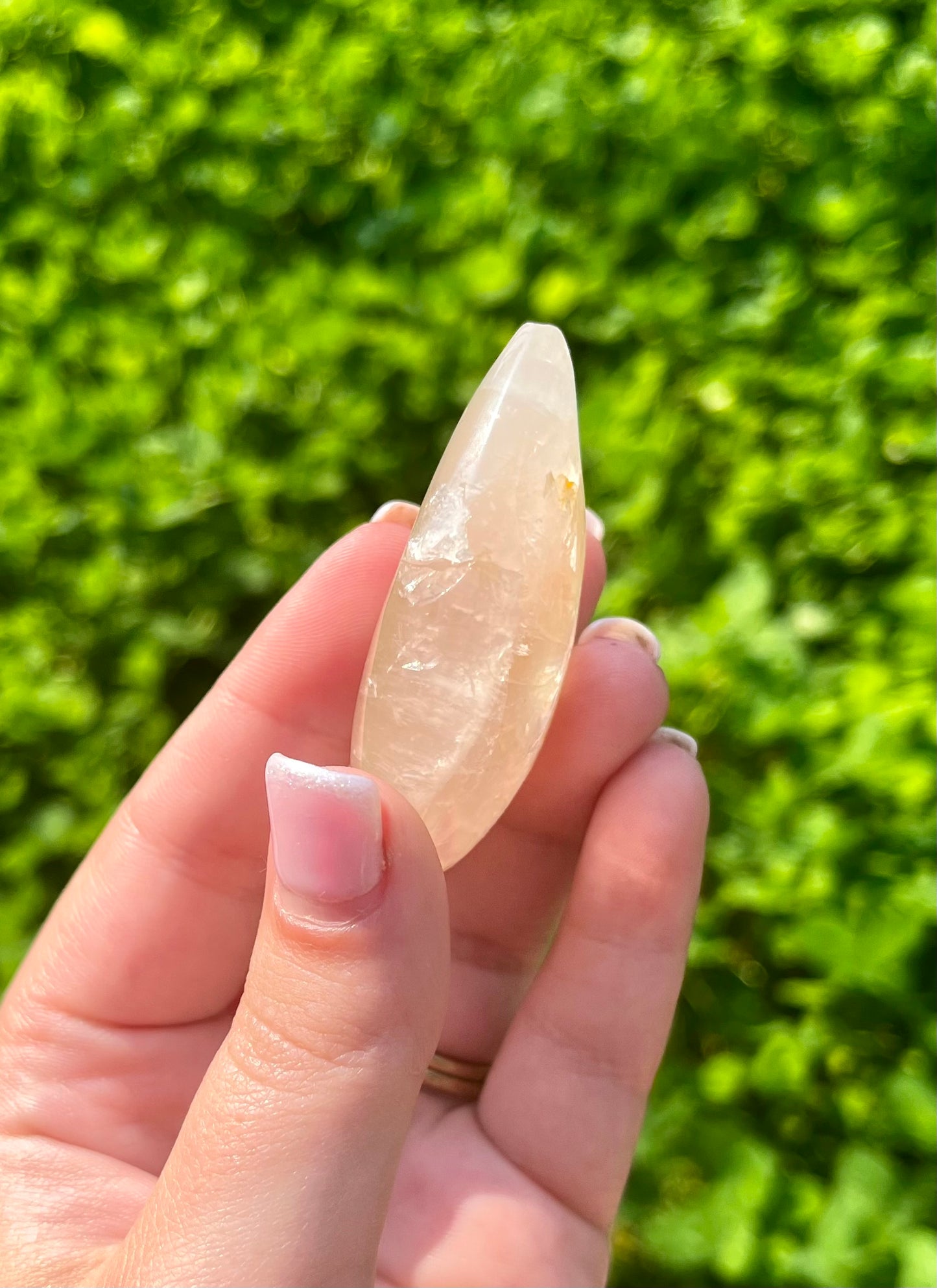 Imperfect golden healer rose quartz teardrop carving