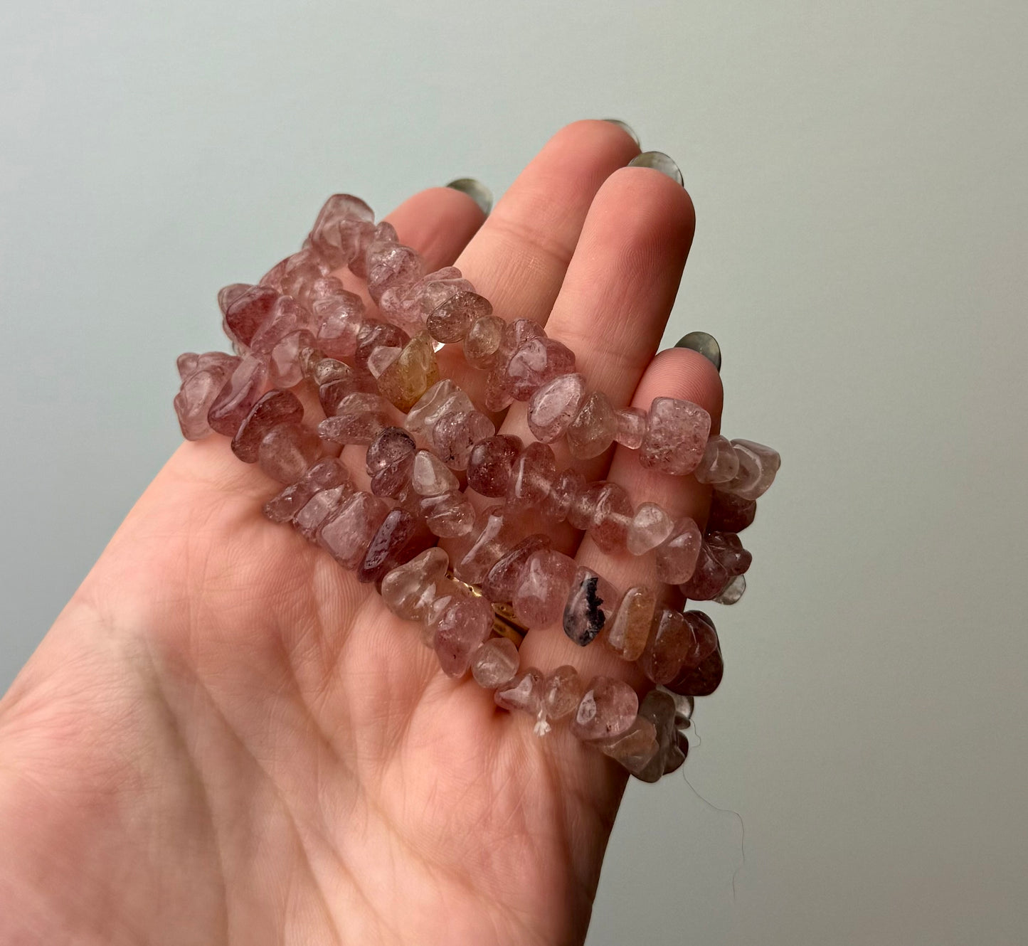 Strawberry Quartz chip bracelets