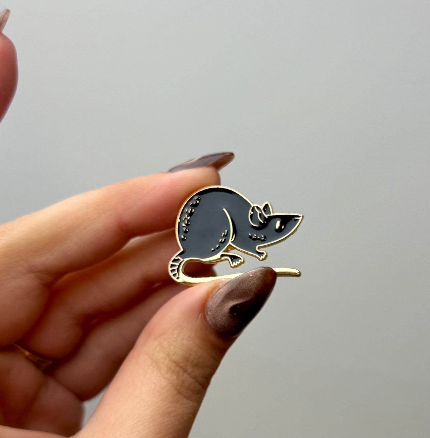 Black rat enamel pin