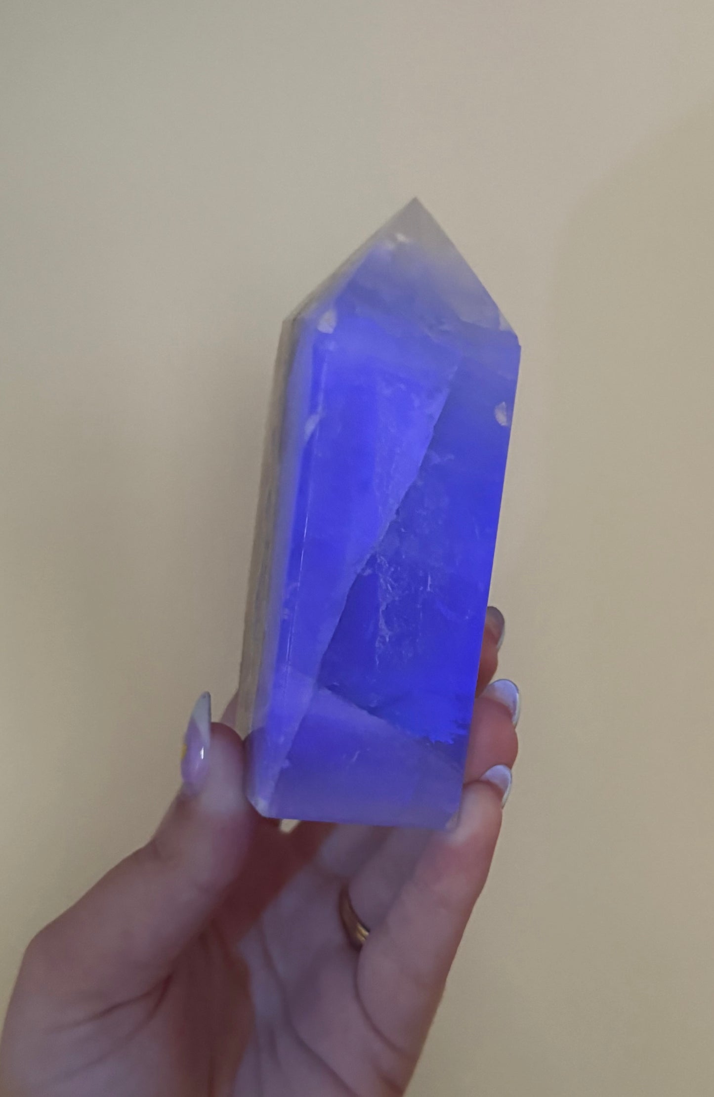 Half raw fluorite tower