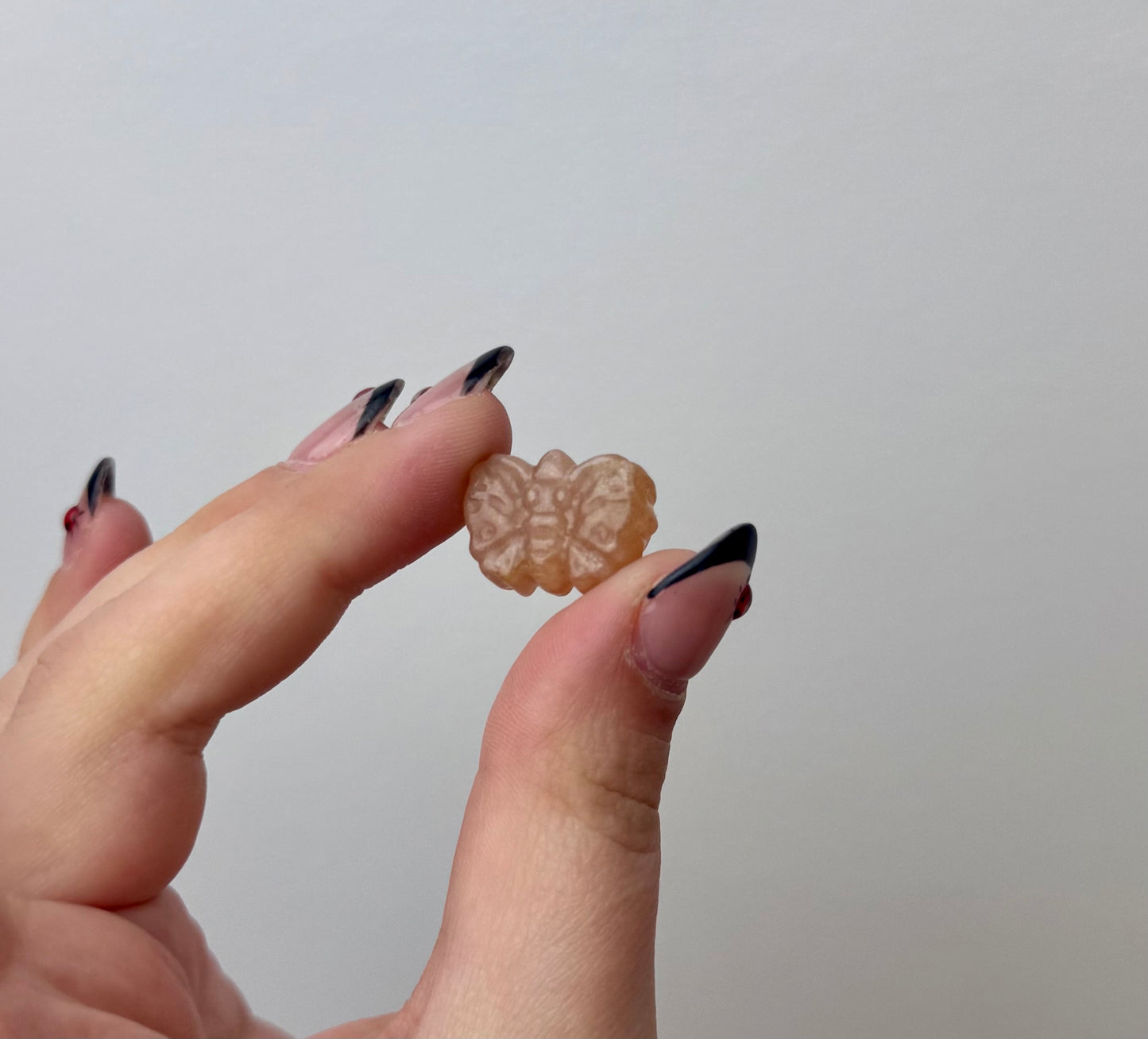 Peach moonstone sunstone mini butterfly carvings