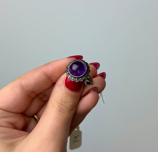Amethyst adjustable ring