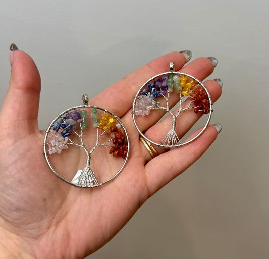 Chakra rainbow tree pendants