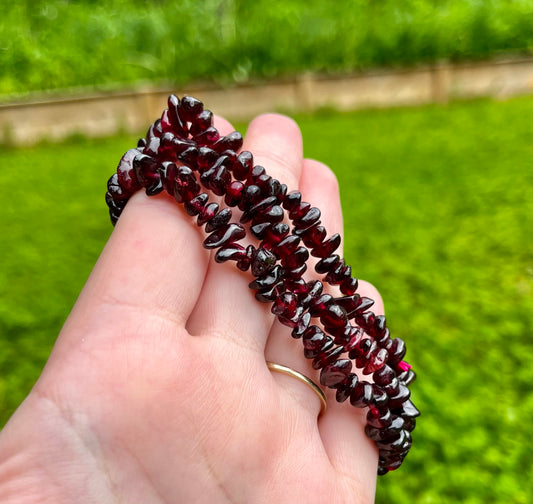 Garnet chip bracelets