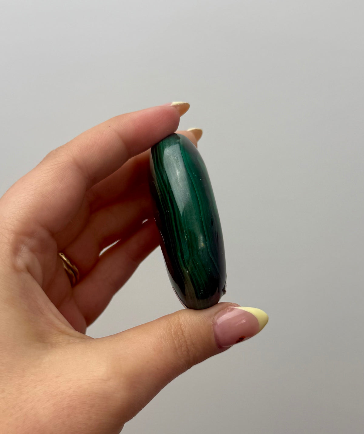 Malachite palm stone A