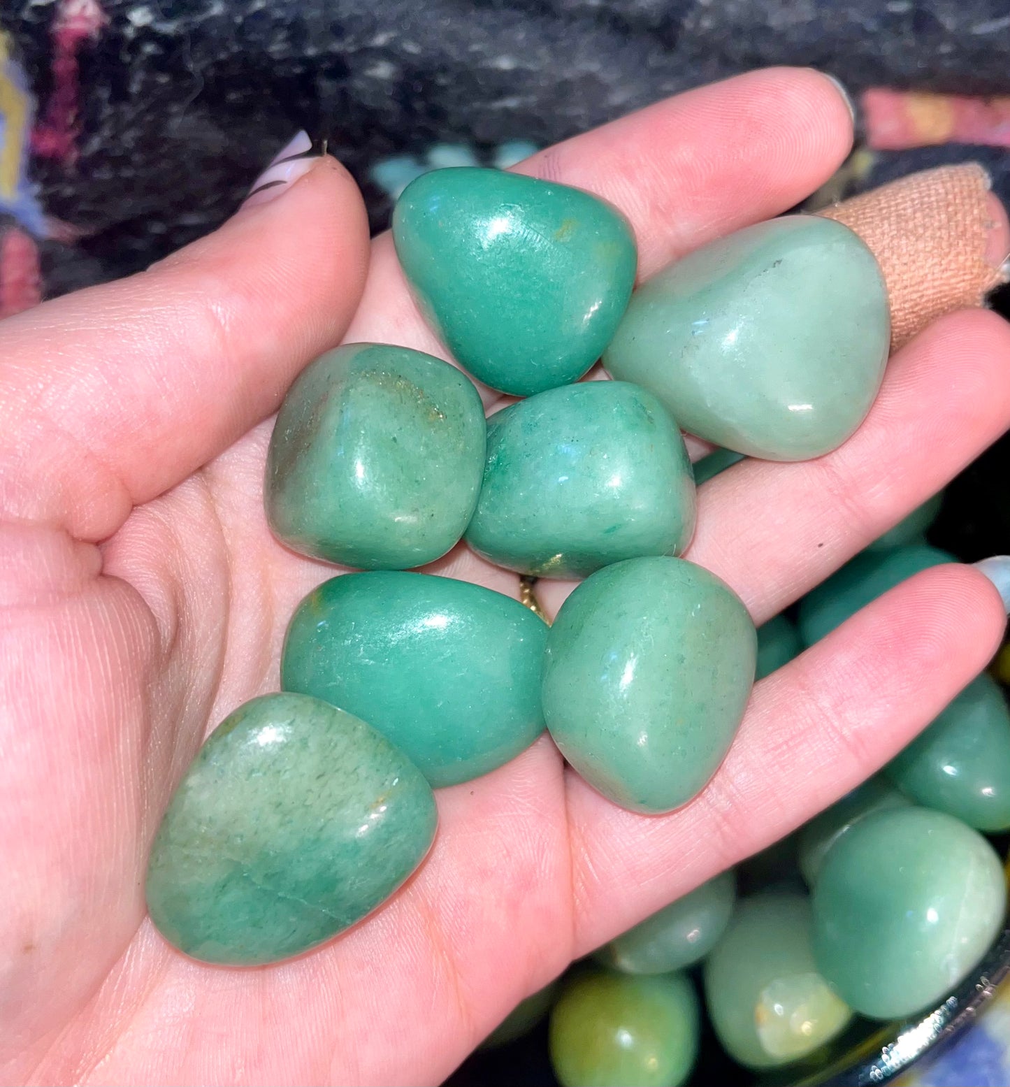 Green aventurine tumbles